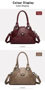Detail view of retro hobo bags in burgundy and deep khaki with lychee leather texture