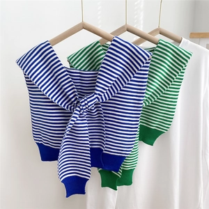 Knitted Striped Shawl Fake Collar Decorative Nautical Style Shoulder Wrap Polyester Neck Scarf For Women Lightweight