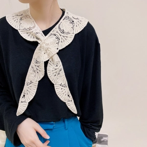 Hollow out leaf pattern lace shawl in beige for women with crochet knit floral texture