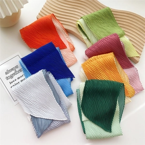 Group of vibrant gradient pleated scarves in multiple colors for stylish women fashion