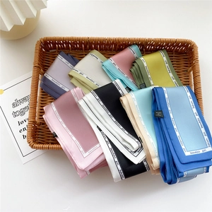 Narrow silk-like fashion scarf ribbons for hair or bags in various bright colors