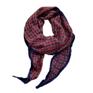 Bohemian double-sided polka dot diamond scarf in retro brick red linen fabric for women