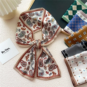Fashionable paisley printed silk scarf and decorative headband for women with soft satin finish