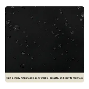 Macro shot of waterproof high-density nylon fabric with water droplets for backpacks