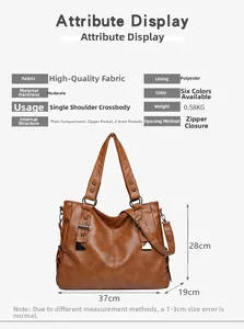 Detailed dimension guide for brown leather tote bag with interior pocket structure
