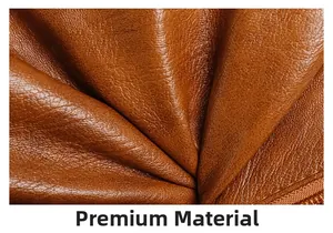 Macro shot of high-quality brown PU leather texture and soft folds on a tote bag