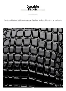 Close-up of durable black crocodile texture leather with water-resistant surface