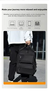 Detailed internal capacity of black backpack for 15.6 inch laptop, A4 files and iPad