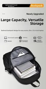 Interior detail of large capacity travel backpack showing organized storage space