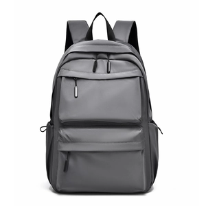 Minimalist grey waterproof backpack with high-capacity design and dual front zipper pockets