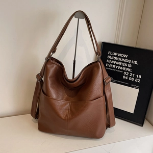 Große Hobo Tasche Damen Litschitextur PU Leder Retro Minimalistisch Multifunktionale Schultertasche Kofferriemen