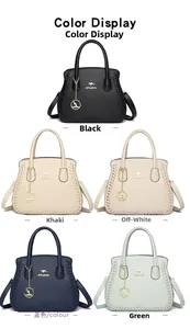 Detailed grid showing five color variants of large-capacity lychee leather handbags for women