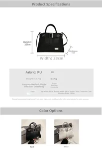 Vue détaillée du sac à main pour femme en cuir PU avec rivets et boucle décorative