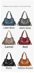 Detailed grid showing six available colors of large capacity PU leather tote bags