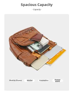 Detailed interior of vintage brown tote bag showing multiple compartments and large capacity