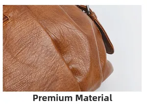 Close-up of premium brown PU leather texture and fine stitching on large tote bag