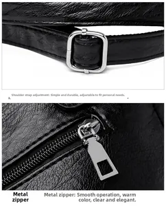 Détails de la bandoulière réglable et du zip métallique argenté du sac fourre-tout