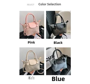 Options de couleur pour le sac seau en cuir en rose, noir, blanc crème et bleu marine