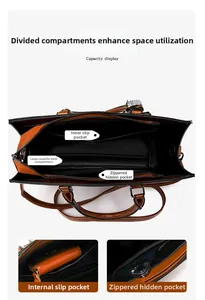 Detailed interior of oil wax leather tote showing large main pocket and zipper compartment