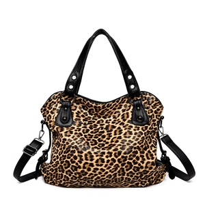 Vintage Leopard Zebra Print Tote Bag PU Leather Large Capacity Shoulder Crossbody Handbag Women Fashion Versatile