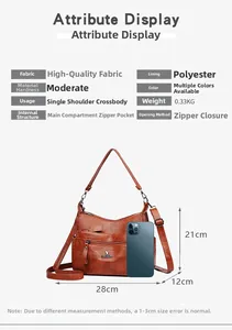 Detailed attribute chart for brown litchi pattern shoulder bag showing 28x21x12cm dimensions