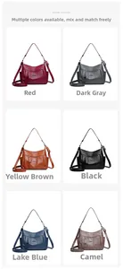 Detailed grid view showcasing six versatile colors of this spacious crossbody bag for women