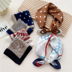 Elegant mulberry silk square scarves featuring vintage polka dots and paisley patterns