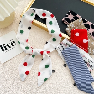 Lot de foulards fins en satin à pois et fleurs pour cheveux et sacs à main