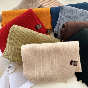 Ribbed Knitted Scarf Acrylic Solid Color Warm Winter Neck Wrap For Women Fashion Soft Neckwear Outdoor Accessory Elegant Style