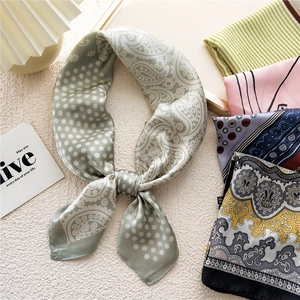 Green paisley floral square scarf and multiple silk wrap neckerchief patterns