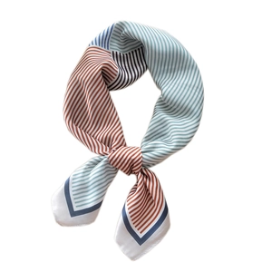 70x70 satin silk square scarf with colorful stripes for professional office wear