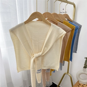 Chic knitted shoulder shawl for women in multiple colors with elegant front tie detail
