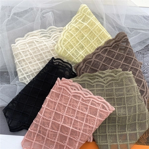 Lace plaid triangle scarf and hair band in six colors with vintage wave edges
