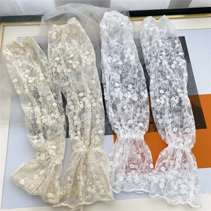 Floral Lace Arm Sleeves For Women Elegant Embroidery Mesh Fake Cuffs Elastic Ruffle Trim Decorative Wrist Accessories