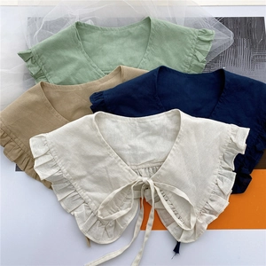 Elegant ruffled collar shawls for women in green, khaki, navy, and cream white colors