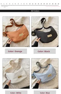 Sacs bandoulière en nylon demi-lune en quatre couleurs avec mini porte-monnaie