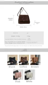 Detailed size specifications and five color variants of matte PU leather tote bag