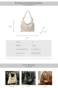 Detailed size chart and multi-functional strap options for this large PU leather handbag