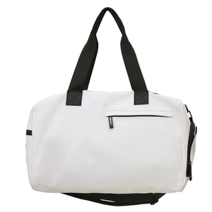 Grand sac de sport en oxford blanc avec sangles noires et bandoulière amovible pour voyage