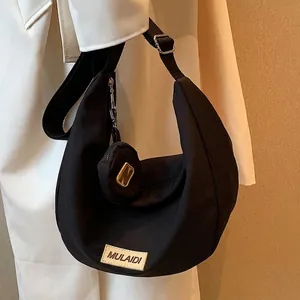Sac À Bandoulière Croissant En Nylon Sac À Main Avec Mini Porte Monnaie Amovible Sangle Réglable Mode Décontractée Femmes