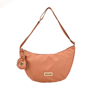 Sac bandoulière demi-lune orange rouille tendance avec sangle réglable et petit porte-monnaie