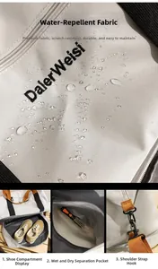 Detail der wasserdichten Reisetasche mit Schuhfach und Nass-Trocken-Trennung aus Oxford
