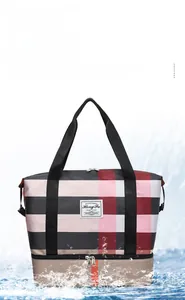 Sac de voyage imperméable à carreaux avec compartiment inférieur en tissu Oxford