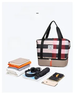 Sac de voyage en tissu Oxford avec design color-block et grand compartiment de rangement