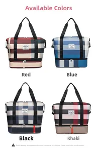Sacs de voyage en tissu Oxford avec motif à carreaux et compartiment à chaussures séparé