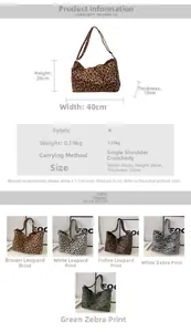 Tabella taglie per grandi borse a tracolla in tela con stampe animalier leopardate