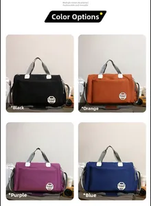 Sacs de voyage spacieux en nylon noir, orange, violet et bleu avec bandoulières réglables
