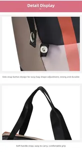 Détail des boutons pression en métal et des poignées noires du sac de voyage à carreaux