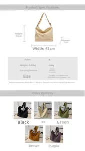 Detailed size specifications for large canvas tote bag showing 43x35x11cm dimensions