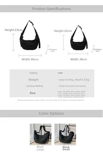 Size guide for large and small nylon dumpling bags showing dimensions and weights